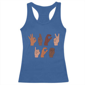 Funny Fuck Hand Sign Language Anti Deportation Racerback Tank Top Chinga La Migra TS11 Royal Blue Print Your Wear