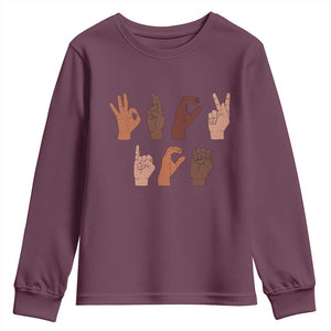 Funny Fuck Hand Sign Language Anti Deportation Youth Sweatshirt Chinga La Migra TS11 Maroon Print Your Wear