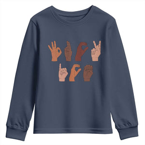 Funny Fuck Hand Sign Language Anti Deportation Youth Sweatshirt Chinga La Migra TS11 Navy Print Your Wear