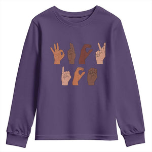 Funny Fuck Hand Sign Language Anti Deportation Youth Sweatshirt Chinga La Migra TS11 Purple Print Your Wear