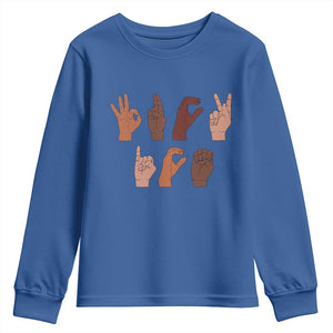 Funny Fuck Hand Sign Language Anti Deportation Youth Sweatshirt Chinga La Migra TS11 Royal Blue Print Your Wear