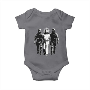 Jesus Arrested Parody Baby Onesie Funny Immigrant Rights Political Protest TS11 Charcoal Print Your Wear