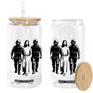 Jesus Arrested Parody Glass Can Funny Immigrant Rights Political Protest TS11 Print Your Wear