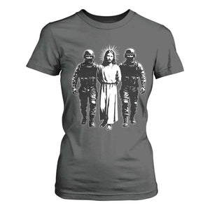 Jesus Arrested Parody T Shirt For Women Funny Immigrant Rights Political Protest TS11 Dark Heather Print Your Wear