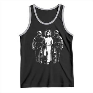 Jesus Arrested Parody Tank Top Funny Immigrant Rights Political Protest TS11 Black Athletic Heather Print Your Wear