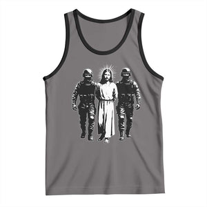 Jesus Arrested Parody Tank Top Funny Immigrant Rights Political Protest TS11 Deep Heather Black Print Your Wear