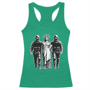 Statue Of Liberty Arrested Racerback Tank Top Funny Immigrant Rights Political Protest TS11 Irish Green Print Your Wear