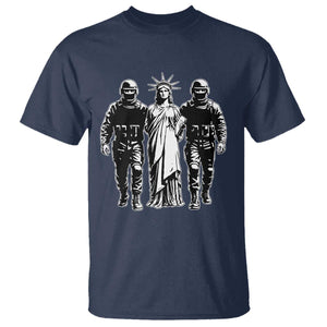 Statue Of Liberty Arrested T Shirt - Funny Immigrant Rights Political Protest Tee TS11 Navy Print Your Wear