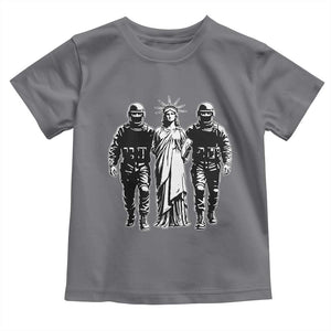 Statue Of Liberty Arrested Toddler T Shirt Funny Immigrant Rights Political Protest TS11 Charcoal Print Your Wear