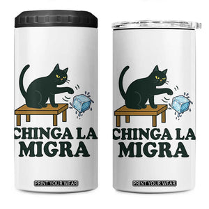 Chinga La Migra 4 in 1 Can Cooler Tumbler Funny Immigration Rights Cat Political TS11 One Size: 16 oz White Print Your Wear