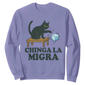 Chinga La Migra Sweatshirt Funny Immigration Rights Cat Political TS11 Violet Print Your Wear