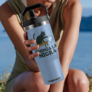 Chinga La Migra Flip Straw Tumbler Funny Immigration Rights Cat Political TS11 One Size: 30 oz Light Blue Print Your Wear