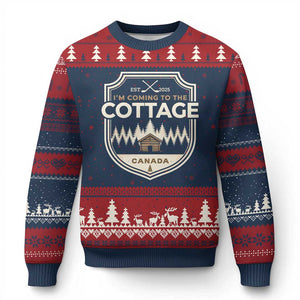 I Am Coming To The Cottage Ugly Christmas Sweater Funny Romance Hockey TS11 Navy Red Print Your Wear