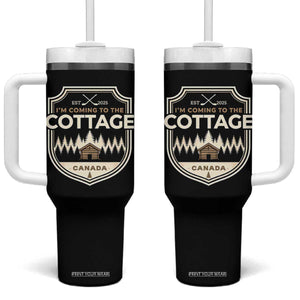 I Am Coming To The Cottage Tumbler With Handle Funny Romance Hockey TS11 One Size: 40 oz Black Print Your Wear