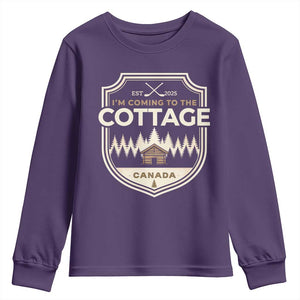 I Am Coming To The Cottage Youth Sweatshirt Funny Romance Hockey TS11 Purple Print Your Wear