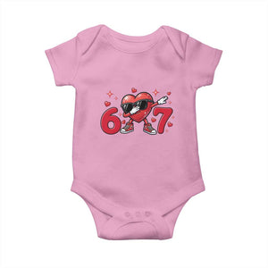 Funny Six Seven 67 Valentines Dabbing Heart Baby Onesie TS11 Light Pink Print Your Wear