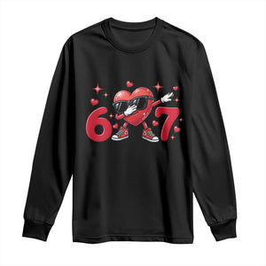 Funny Six Seven 67 Valentines Dabbing Heart Long Sleeve Shirt TS11 Black Print Your Wear