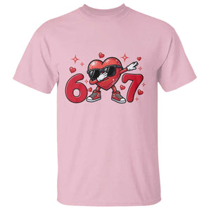 Funny Six Seven 67 Valentines Dabbing Heart T Shirt TS11 Light Pink Print Your Wear