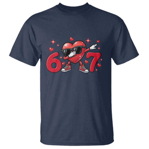 Funny Six Seven 67 Valentines Dabbing Heart T Shirt TS11 Navy Print Your Wear