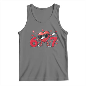 Funny Six Seven 67 Valentines Dabbing Heart Tank Top TS11 Black Heather Print Your Wear