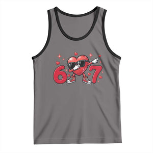 Funny Six Seven 67 Valentines Dabbing Heart Tank Top TS11 Deep Heather Black Print Your Wear