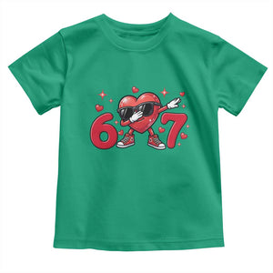 Funny Six Seven 67 Valentines Dabbing Heart Toddler T Shirt TS11 Irish Green Print Your Wear