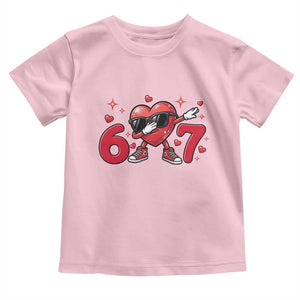 Funny Six Seven 67 Valentines Dabbing Heart Toddler T Shirt TS11 Light Pink Print Your Wear