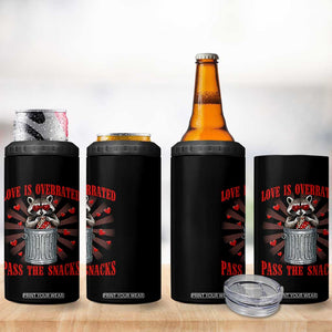Funny Raccoon Valentine 4 in 1 Can Cooler Tumbler Love Is Overrated Pass The Snacks TS11 Print Your Wear
