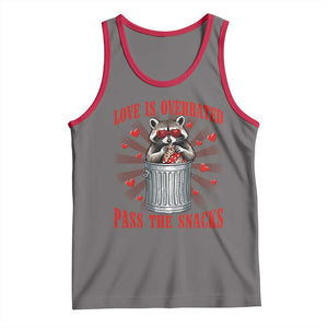 Funny Raccoon Valentine Tank Top Love Is Overrated Pass The Snacks TS11 Deep Heather Red Print Your Wear