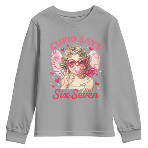 Funny 67 Valentines Day Youth Sweatshirt Cupid Say Six Seven 67 Meme TS11 Sport Gray Print Your Wear