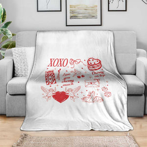 Xoxo Valentines Day Throw Blanket Love You Cherry Much Vintage Coquette TS11 Print Your Wear
