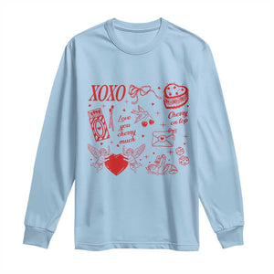 Xoxo Valentines Day Long Sleeve Shirt Love You Cherry Much Vintage Coquette TS11 Light Blue Print Your Wear