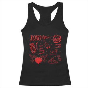 Xoxo Valentines Day Racerback Tank Top Love You Cherry Much Vintage Coquette TS11 Black Print Your Wear