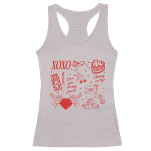 Xoxo Valentines Day Racerback Tank Top Love You Cherry Much Vintage Coquette TS11 Ice Gray Print Your Wear