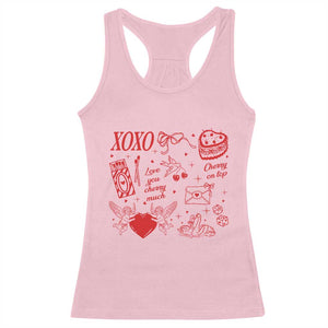 Xoxo Valentines Day Racerback Tank Top Love You Cherry Much Vintage Coquette TS11 Light Pink Print Your Wear