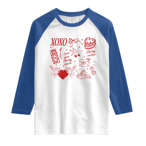 Xoxo Valentines Day Raglan Shirt Love You Cherry Much Vintage Coquette TS11 White Royal Print Your Wear