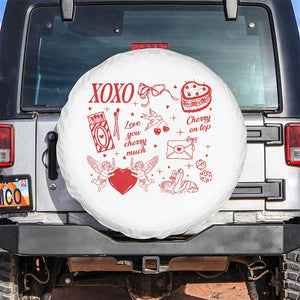 Xoxo Valentines Day Spare Tire Cover Love You Cherry Much Vintage Coquette TS11 No hole White Print Your Wear