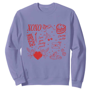 Xoxo Valentines Day Sweatshirt Love You Cherry Much Vintage Coquette TS11 Violet Print Your Wear