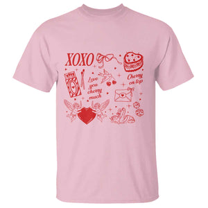 Xoxo Valentines Day T Shirt Love You Cherry Much Vintage Coquette TS11 Light Pink Print Your Wear