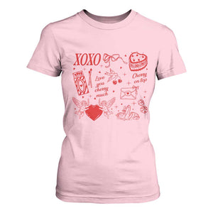 Xoxo Valentines Day T Shirt For Women Love You Cherry Much Vintage Coquette TS11 Light Pink Print Your Wear