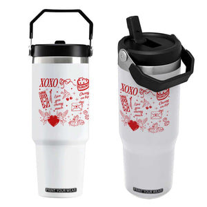 Xoxo Valentines Day Flip Straw Tumbler Love You Cherry Much Vintage Coquette TS11 One Size: 30 oz White Print Your Wear