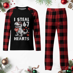 Funny I Steal 67 Hearts Valentines Day Six Seven Meme Plaid Pajama Set TS11 Buffalo Plaid Print Your Wear