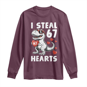 Funny I Steal 67 Hearts Valentines Day Six Seven Meme Long Sleeve Shirt TS11 Maroon Print Your Wear