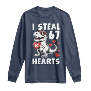 Funny I Steal 67 Hearts Valentines Day Six Seven Meme Long Sleeve Shirt TS11 Navy Print Your Wear
