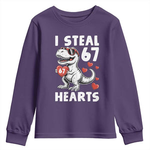 Funny I Steal 67 Hearts Valentines Day Six Seven Meme Youth Sweatshirt TS11 Purple Print Your Wear