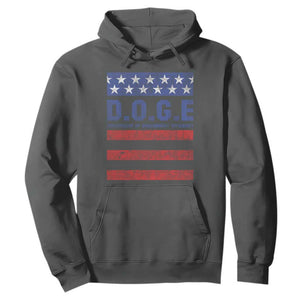 Trump Musk DOGE Hoodie Department Of Government Efficiency Vintage American Flag Stripes TS11 Dark Heather Print Your Wear