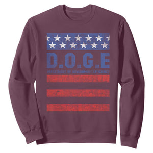 Trump Musk DOGE Sweatshirt Department Of Government Efficiency Vintage American Flag Stripes TS11 Maroon Print Your Wear