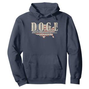 Trump Musk DOGE Hoodie Department Of Government Efficiency Vintage American USA Flag TS11 Navy Print Your Wear