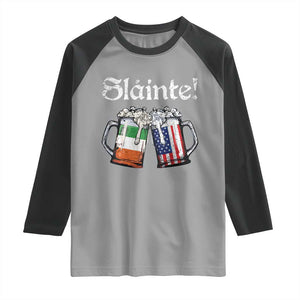 Funny St Patrick's Day Beer Drinking Slainte Raglan Shirt Irish American Beer TS11 Sport Gray Black Print Your Wear