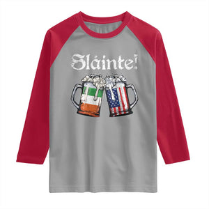 Funny St Patrick's Day Beer Drinking Slainte Raglan Shirt Irish American Beer TS11 Sport Gray Red Print Your Wear